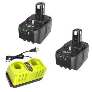 2 Pack 18V 8.0Ah Battery & Dual Charger Kit for Ryobi 18 Volt One Batteries