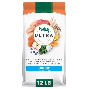 Nutro Ultra High Protein Dry Puppy Food,  Trio of Proteins from Chicken,  Lamb and Salmon,  12 lb Bag