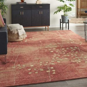 Nourison Somerset Modern Botanical Flame 7'9" x 10'10" Area Rug, (8" x 11")
