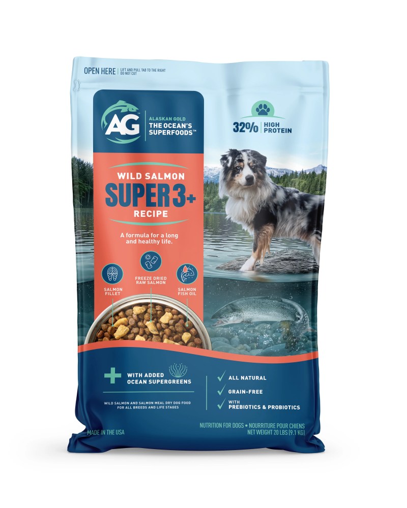 Alaskan Gold SUPER3 (SalmonFreeze Dried Raw SalmonSalmon Fish Oil) Dry Dog Food Puppy & Adult Small & Large Breed High-Protein Grain-Free All-Natural Nutrition 20-lbs