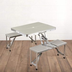 Oniva Aluminum Portable Picnic Table with Seat