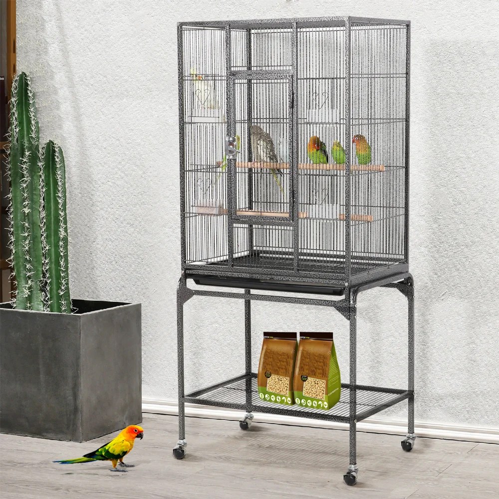 Alden Design 54"H Metal Pet Cage with Detachable Stand for Small Animal , Black - Image 3