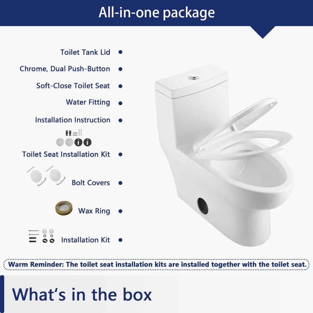 DeerValley Dual Flush Elongated 0.8/1.28GPF Water Efficient One-Piece Standard-Size Toilet (Seat Included) - Image 2