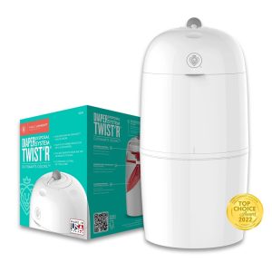 Prince Lionheart White Diaper Twist'R Diaper Pail - Outsmarts Odors with Patented Twist Technology