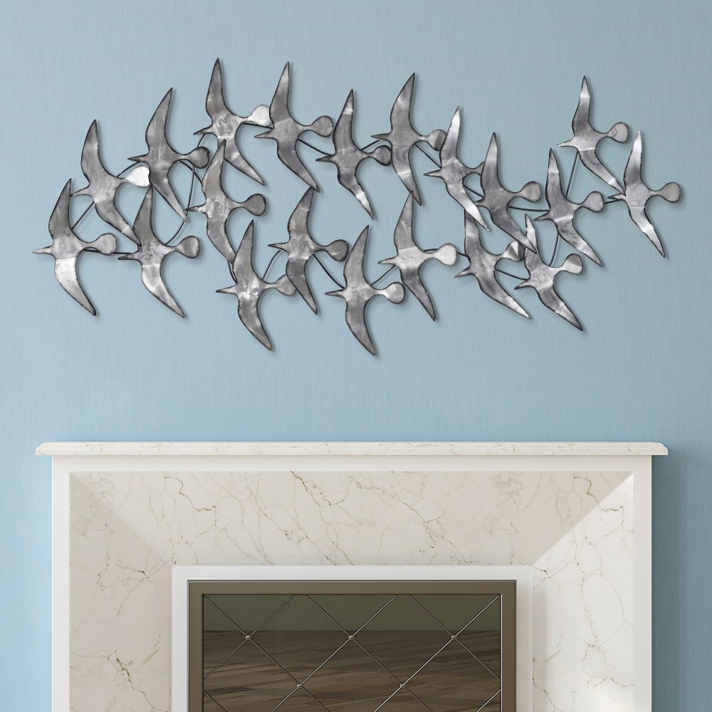 Empire Art Direct Flock Hand Painted Abstract Etched Metal Wall Sculpture, 52.0" x 22.8" x 2.8", Ready to Hang - Image 5
