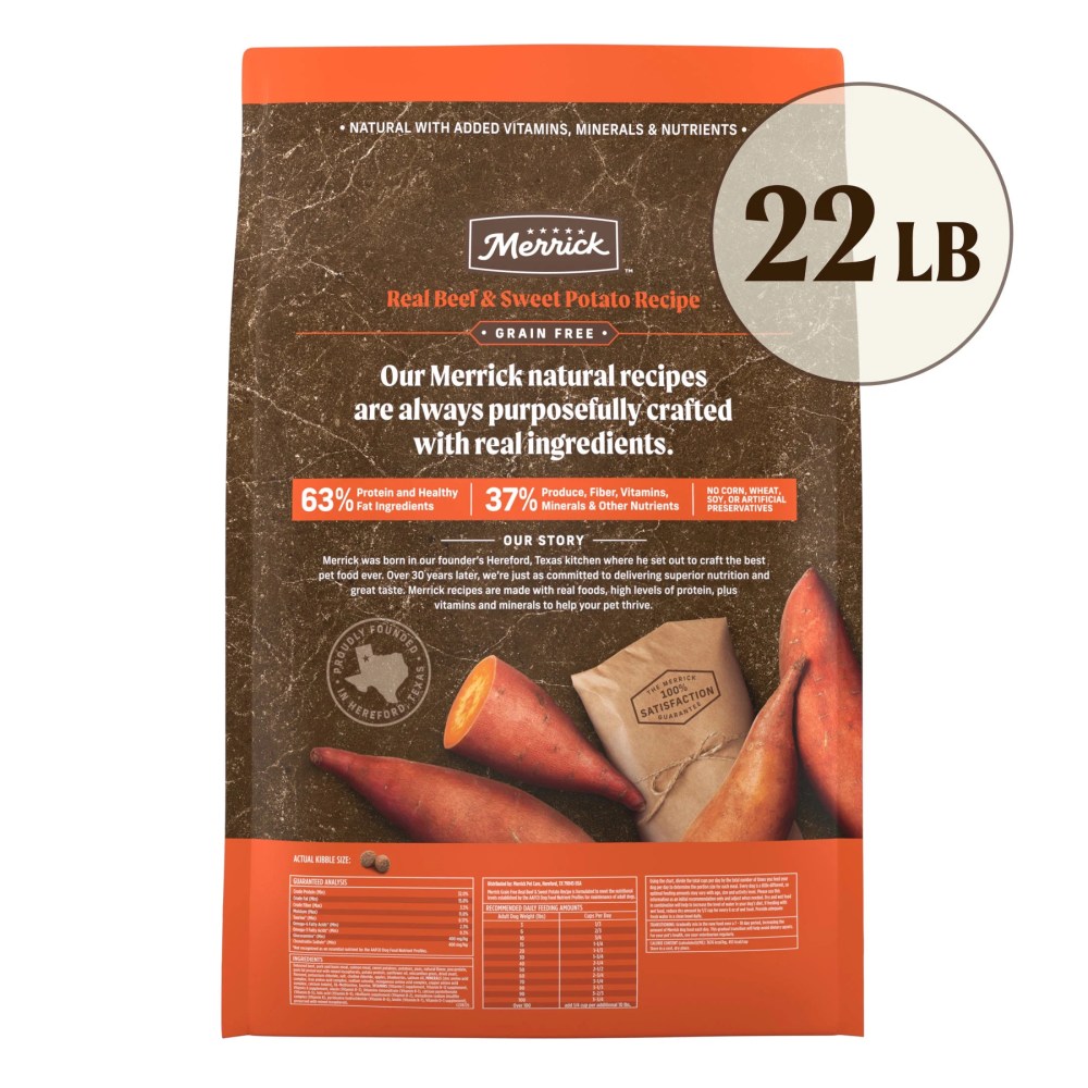Merrick Premium Grain Free Dry Adult Dog Food, Wholesome And Natural Kibble, Real Beef And Sweet Potato, 22.0 lb. Bag - Image 5
