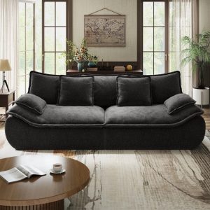 2-Seater Modular Sectional Sofa,Comfy Loveseat with Throw,Deep Seat Memory Foam Small Couches for Small Space,Living Room Apartment,Dark Grey