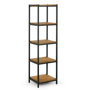 Glamour Home Ailis 57" Wood & Metal Bookcase with 5 Shelves in Brown/Black
