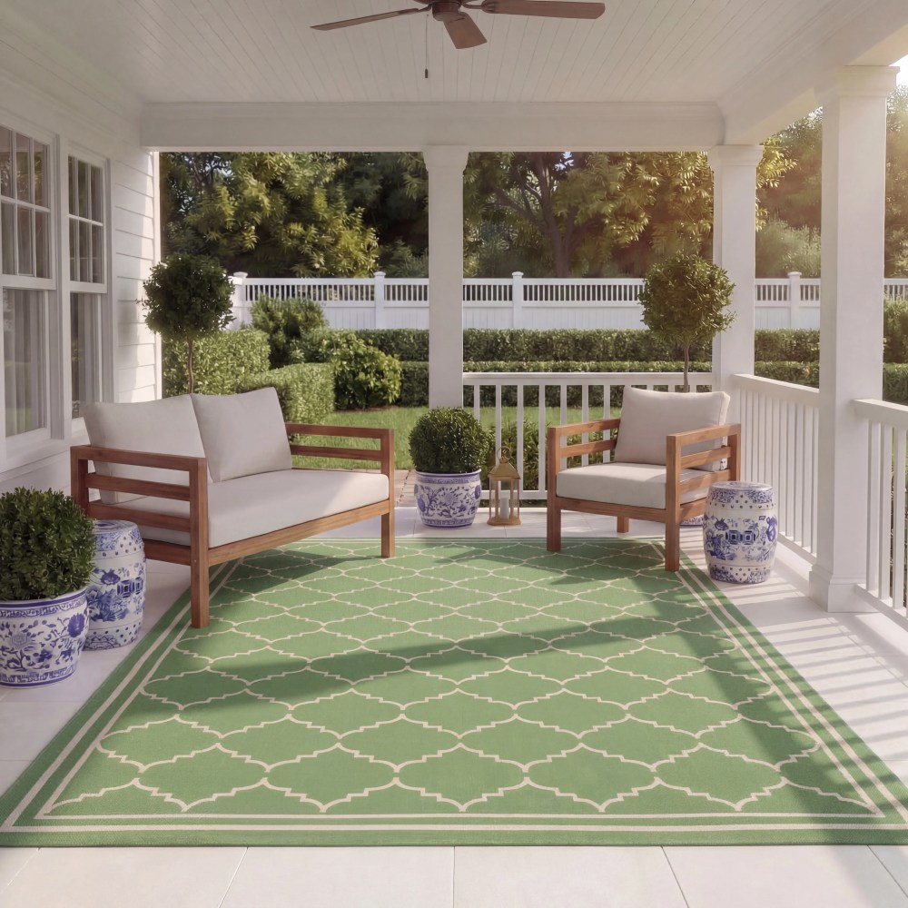 Safavieh Courtyard Amy Geometric Indoor/Outdoor Area Rug, Green/Beige, 5'3" x 7'7" - Image 9