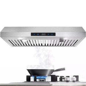 "Joeaonz 30"" Convertible Under Cabinet Range Hood,Stainless Steel,600CFM,3-Speed Fan,Dishwasher-Safe Filter"