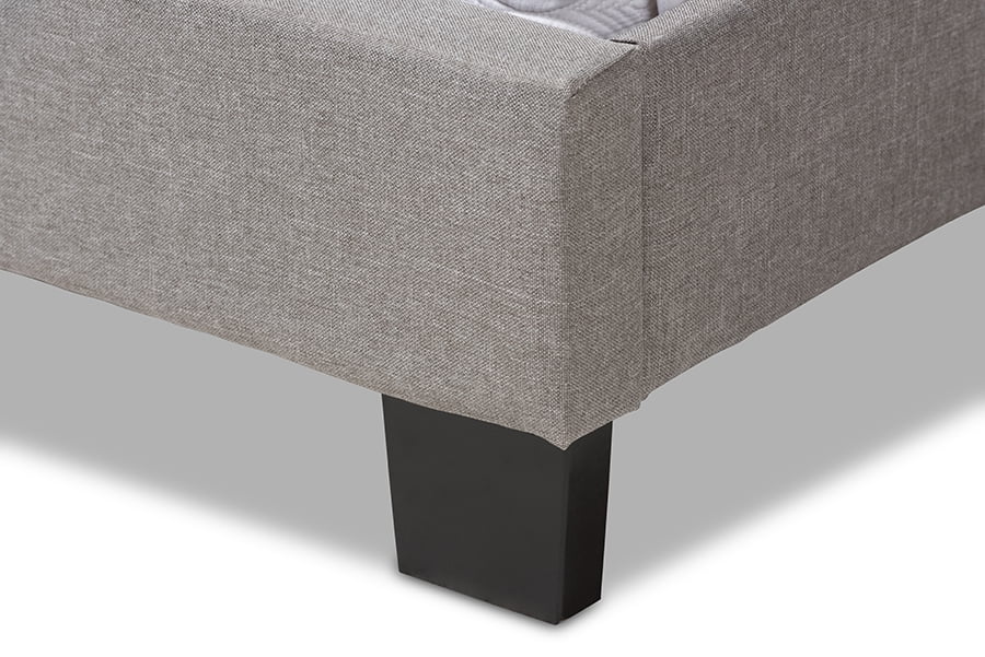 Baxton Studio Cassandra Queen Bed with Padded Headboard and Button-Tufted Detail, Light Grey - Image 4