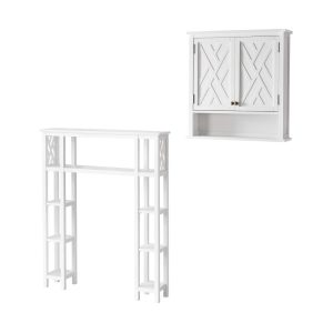 Alaterre Furniture Coventry Over Toilet Open Shelving Unit with Left and Right Side Shelves Size: 39 W x 8 D x 48 H