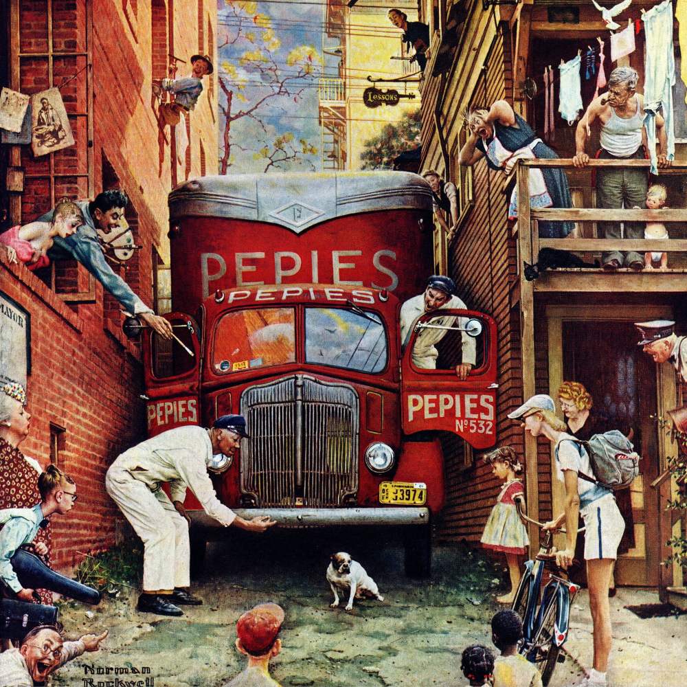 Marmont Hill "Road Block" by Norman Rockwell Painting Print on Canvas - Image 3