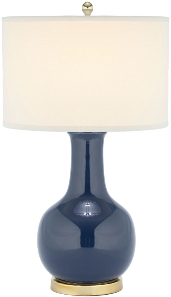 Safavieh Paris 27.5 in 1-Light Glam, Bohemian Gold Table Lamps With off-White Solid Print Shades