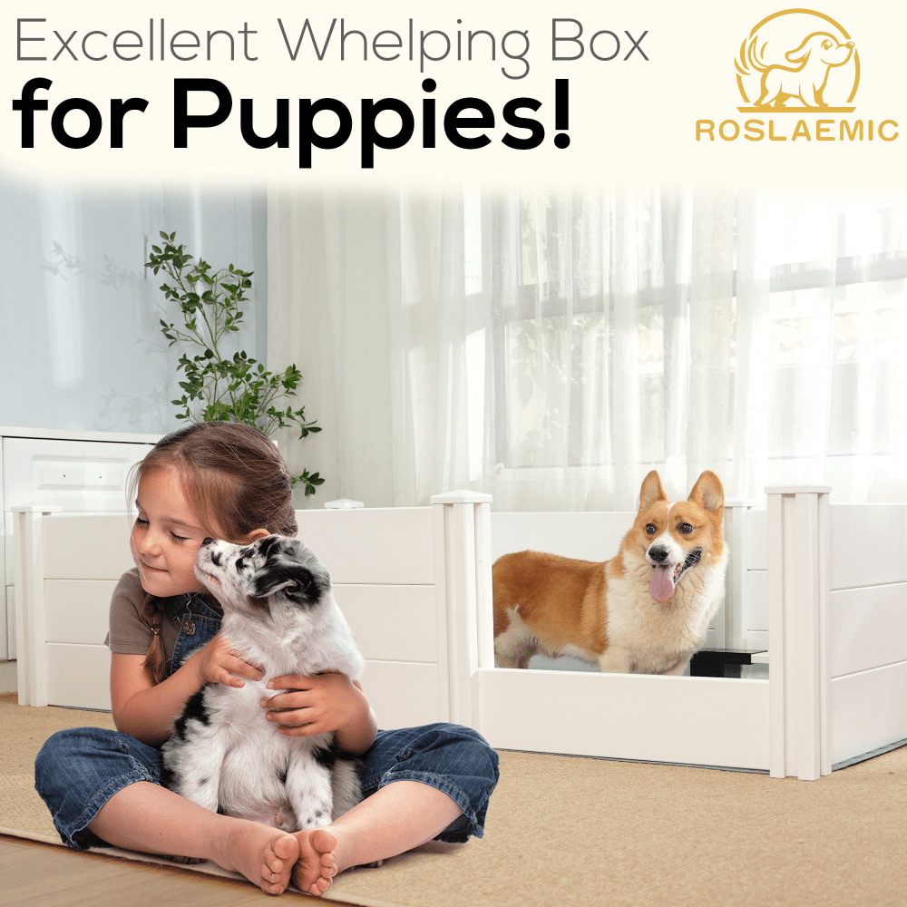 72"x 40" Whelping Box Kit for Dogs, Perfect for 2-6 Puppies' Growth Period, White - Image 5