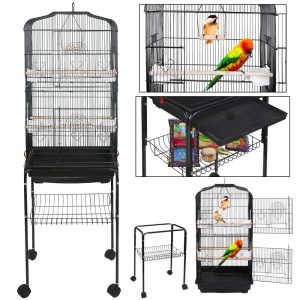 Zeny 59" Bird Cage Large Wrought Iron Cage for Cockatiel Sun Conure Parakeet with Rolling Stand