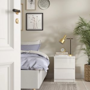 Tvilum Scottsdale 2 Drawer Bedroom Nightstand for Adults, White High Gloss