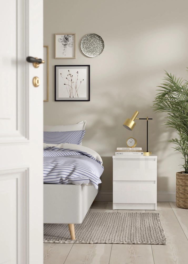Tvilum Scottsdale 2 Drawer Bedroom Nightstand for Adults, White High Gloss