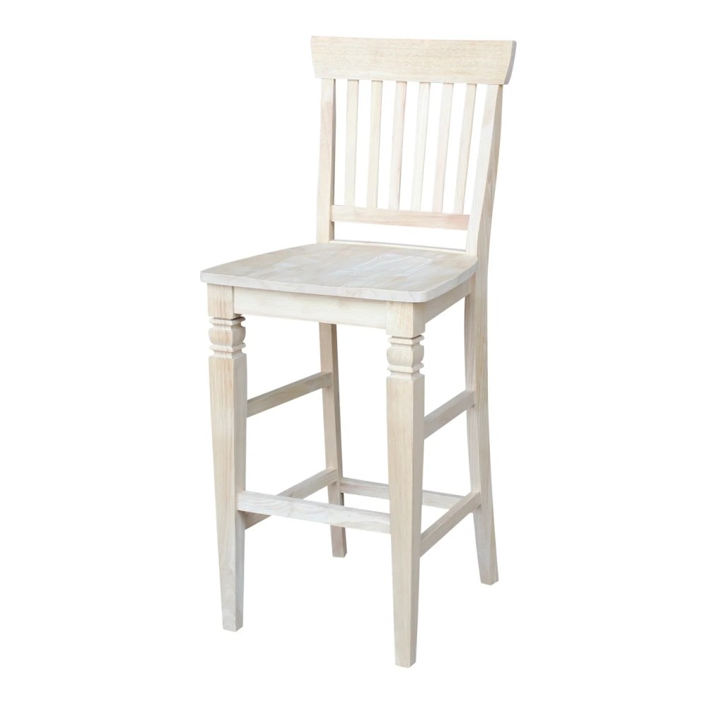 International Concepts Wood Seattle Bar Height Stool - 29.92" Seat Height - Unfinished