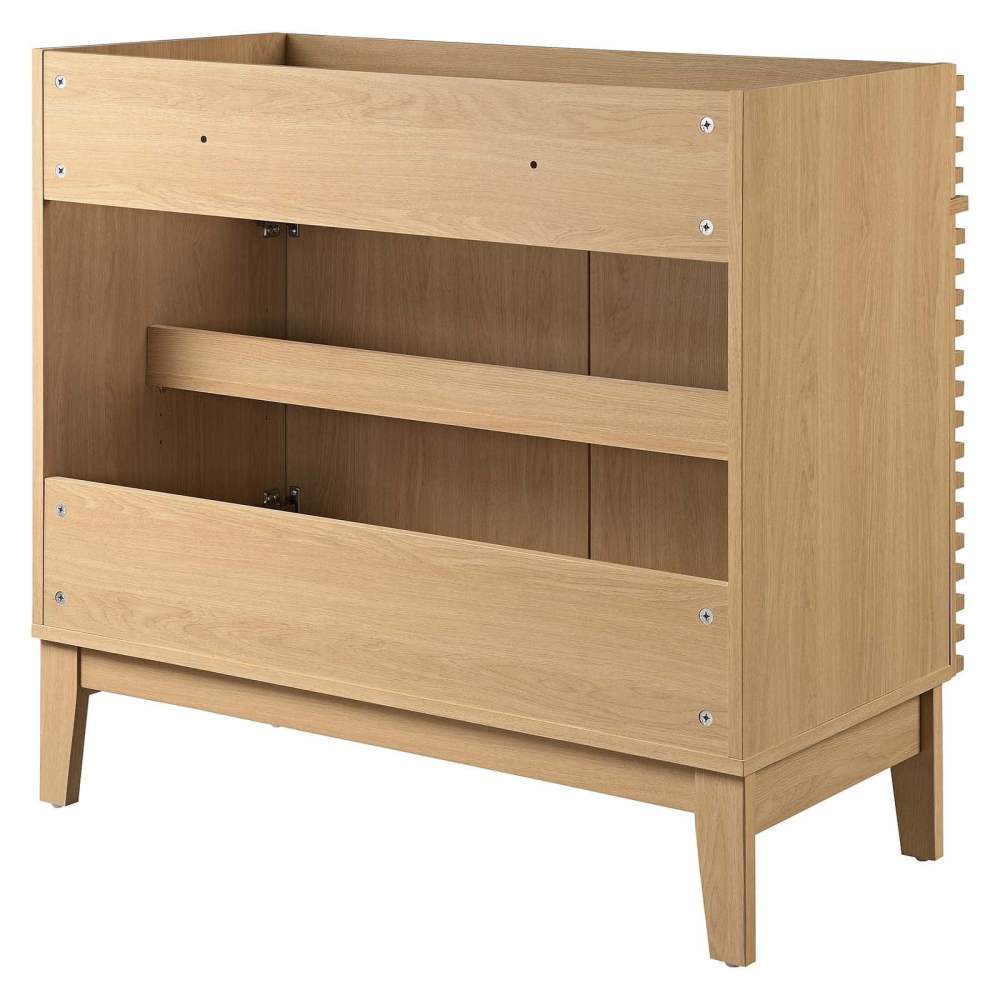 Modway Render 35" MDF and Particleboard Bathroom Vanity Cabinet in Oak - Image 3