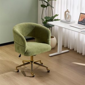 Zimtown Desk Chair with 360 Swivel Adjustable Flannel Accent Chair for Vanity Bedroom Office,Green
