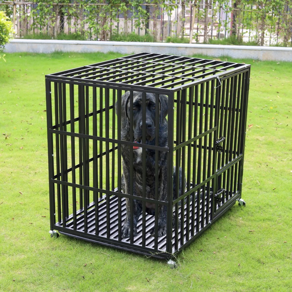 BingoPaw Metal Jumbo Dog Crate Kennel Strong Pet Cage with Wheels Removable Tray Tall - Image 3