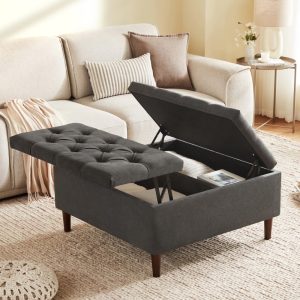 Weture Tufted Modern Ottomans,Fabric Dark Gray,34.60 x 34.60 x 17.70 in,54.45 lb