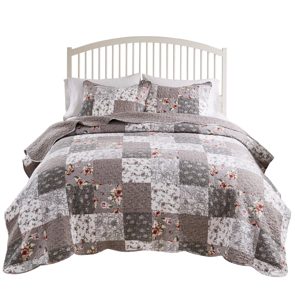 Barefoot Bungalow Giulia Cotton-Rich Floral Patchwork Print Quilt Set, 3-Piece King/Cal King, Adult - Image 6