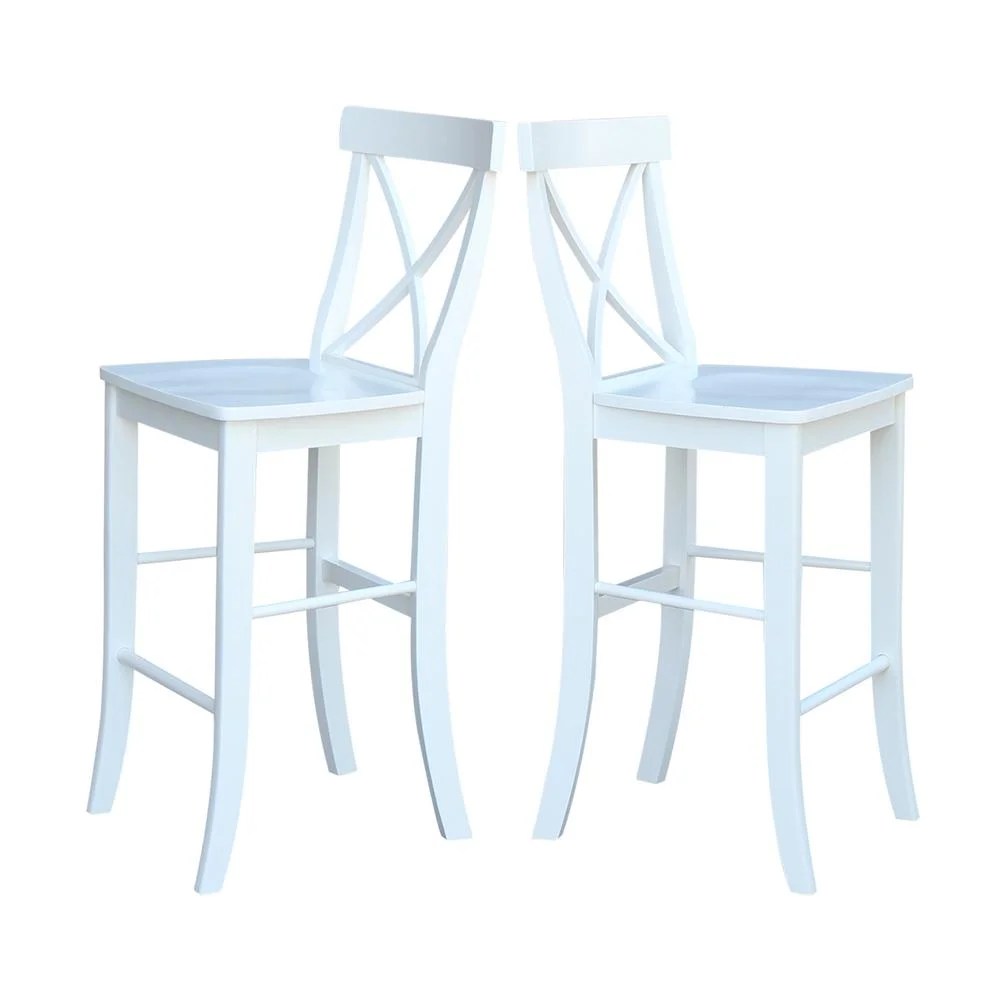 International Concepts Cross Back Solid Wood 30 in. Bar Height Stool in White - Image 5