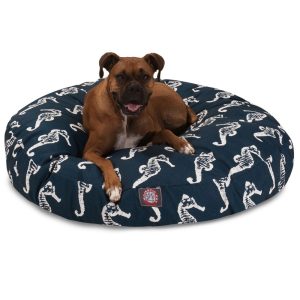 Majestic Pet  Sea Horse Round Pet Bed For Dogs,  Removable Cover,  Navy,  Large