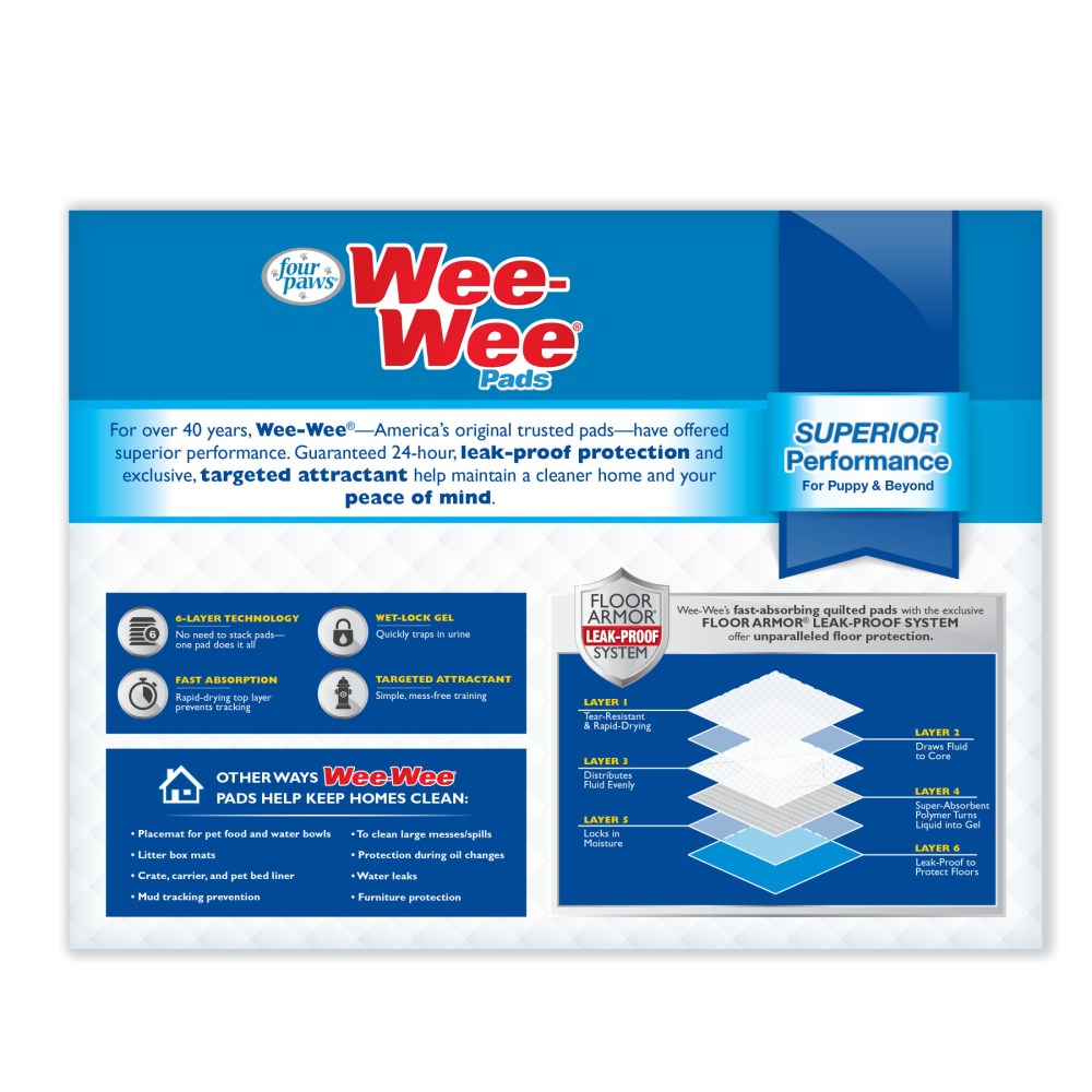 Four Paws Wee-Wee Superior Performance Dog Pee Pads 22" x 23" (200 Count) - Image 10