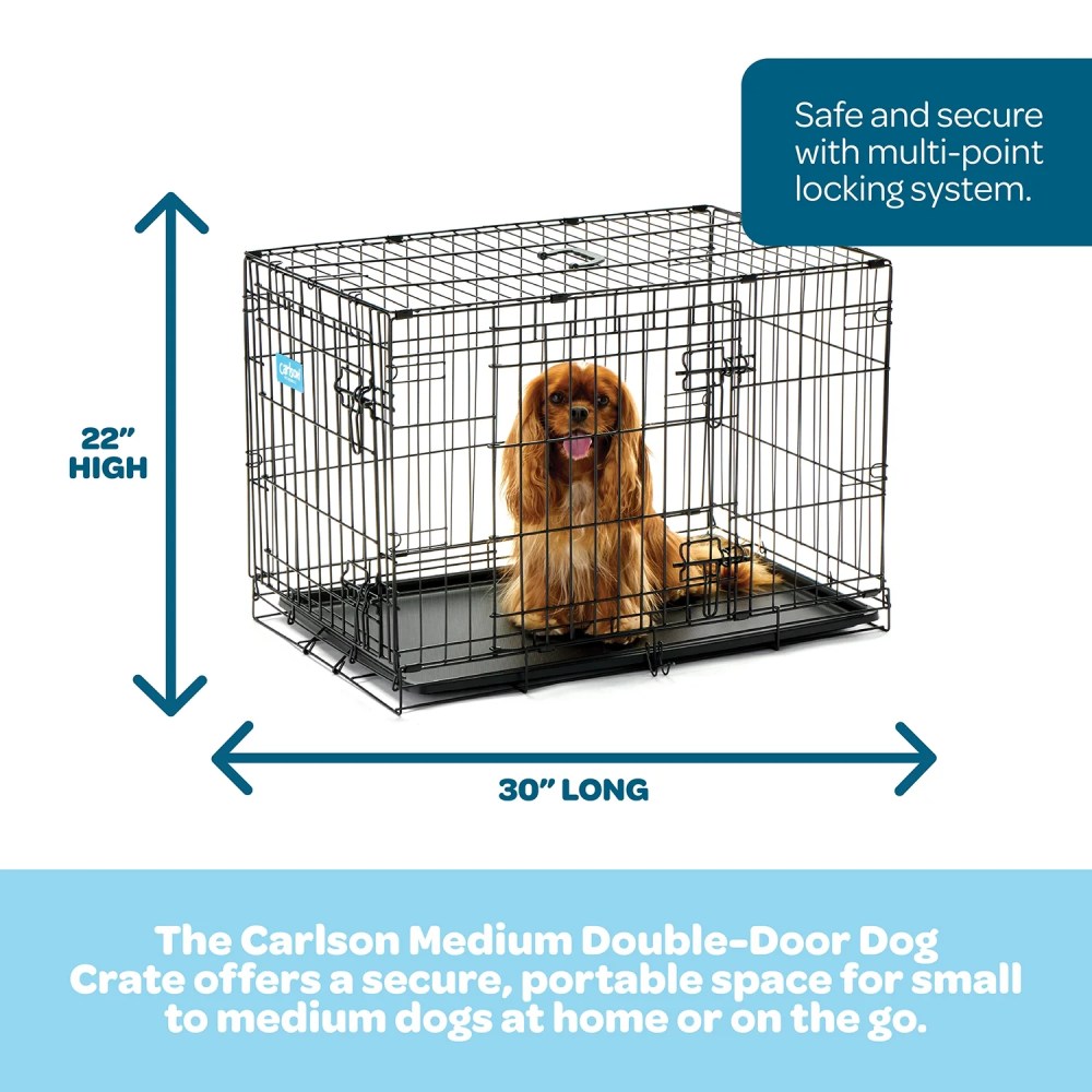 Carlson Secure Compact Double Door Metal Dog Crate, Medium Breeds Up to 45 Pounds, 30"L x 19"W x 22"H, Includes Divider Panel, Black - Image 9