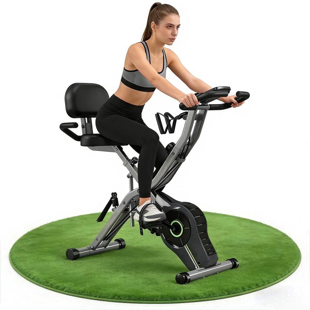 5-in-1 Folding Exercise Bike, Magnetic Cycling Bicycle X Bike with 16 Levels of Resistance for Home Indoor Cardio Workout