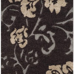 SAFAVIEH Florida Merrick Floral Shag Area Rug, Dark Brown/Smoke, 3'3" x 5'3"