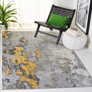 SAFAVIEH Adirondack Ladonna Abstract Area Rug, Grey/Yellow, 10" x 10" Square