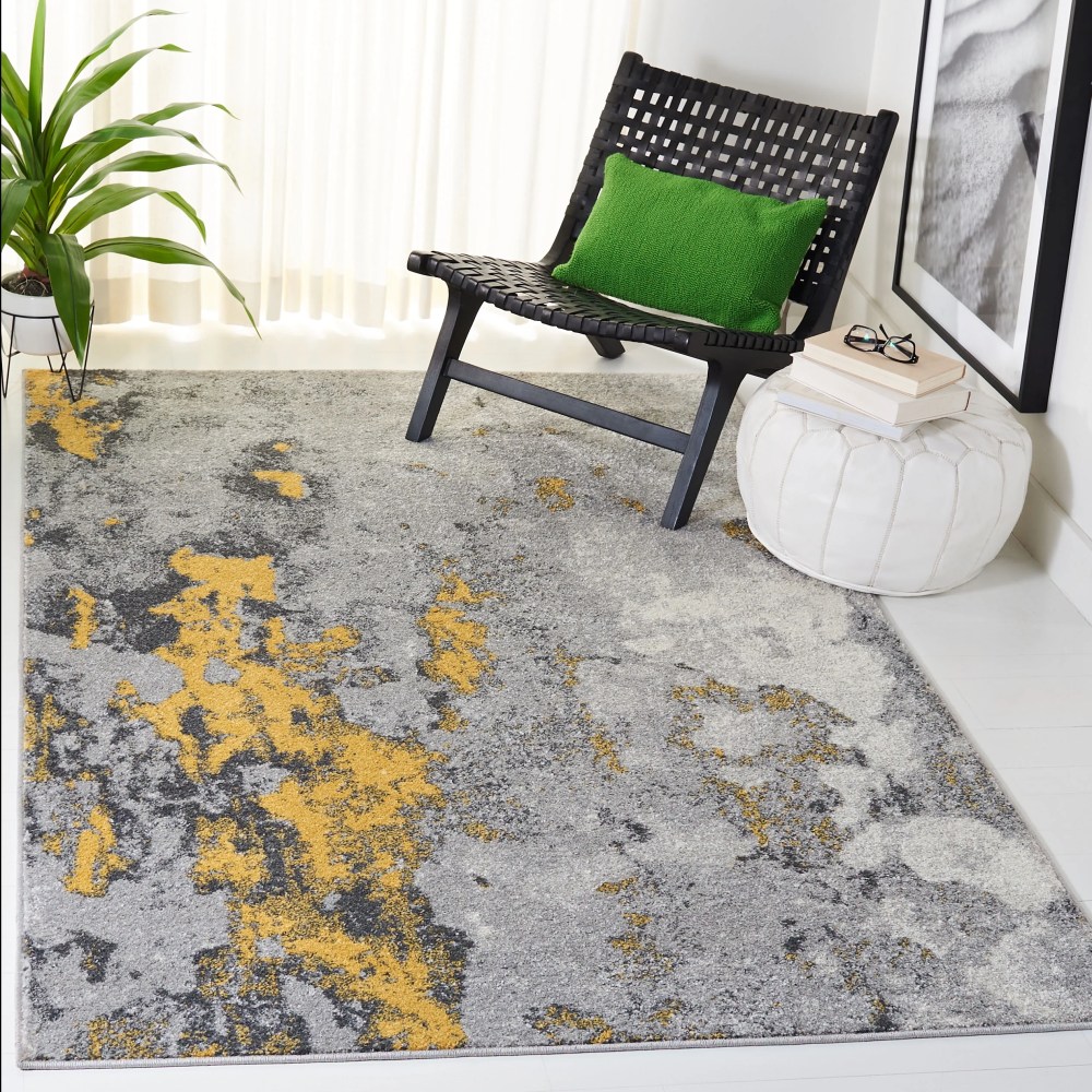 SAFAVIEH Adirondack Ladonna Abstract Area Rug, Grey/Yellow, 10" x 10" Square