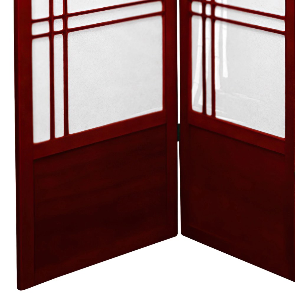 Oriental Furniture 7 Ft Tall Double Cross Bamboo Tree Shoji Screen, rosewood color, 3 panel - Image 2