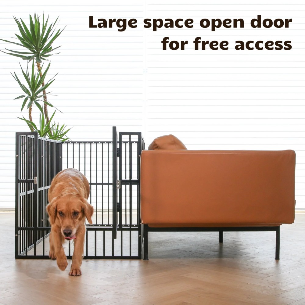 Dog Playpen Heavy Duty Dog Crate Kennel Dog Fence Pet Enclosure with Lockable Door, 6 Panel for Puppy Indoor Outdoor - Image 4