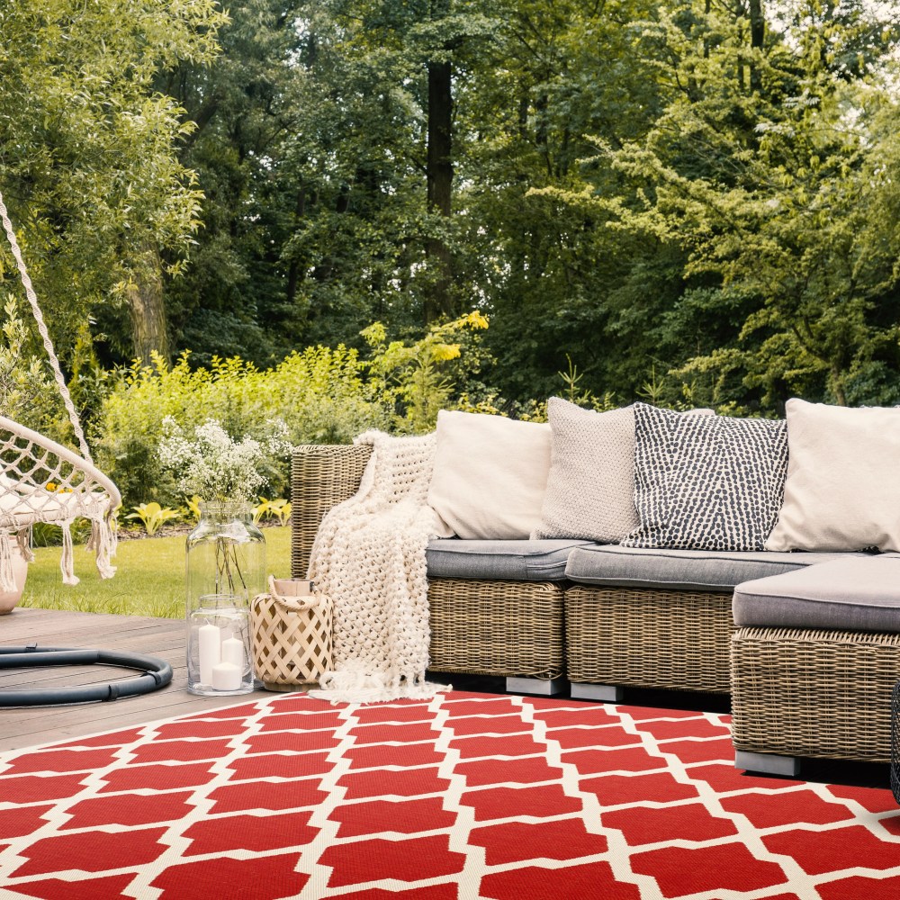 Safavieh Courtyard Amber Geometric Indoor/Outdoor Area Rug, Red/Bone, 6'7" x 9'6" - Image 7