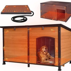 Aivituvin Extra Large Heated Dog House Outdoor Insulated Dog House Weatherproof Dog Shelter with Heated Pad,  Insulated All-Round Thermal Liner,  Chew-Proof Design for Large Dogs (Winter-Ready)