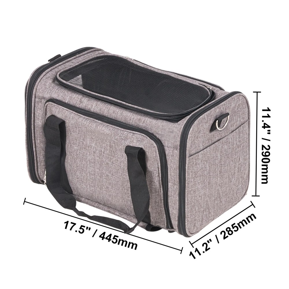 VEVOR Cat Carrier with Wheels Airline Approved Rolling Pet Carrier 25 lbs Grey for Cat Dog Small Medium Animals Kitten Puppy - Image 4