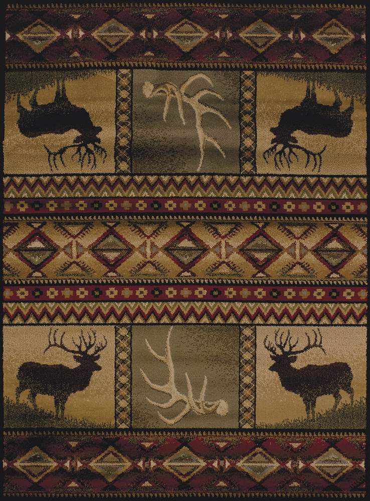 United Weavers Essence Bull Elk Lodge Multi Woven Polypropylene Area Rug