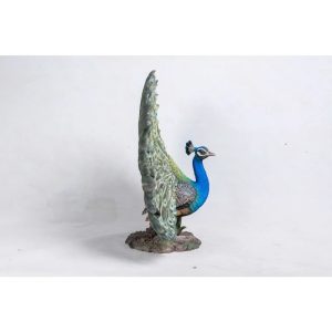 Hi-Line Gift Resin Animals Peacock Sculpture,  Green