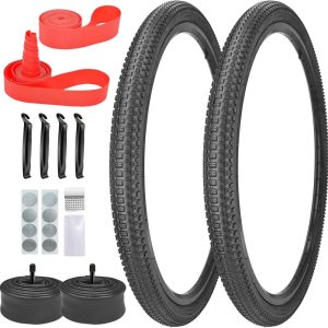 2 Pack 26"x1.95" 26"x2.1" 26"x2.125" 27.5"x1.95" Inch Bike Tire Folding Replacement Bicycle Tire with 2 Pack Inner Tubes for Mountain Hybrid Bike
