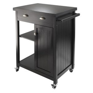 Winsome Wood Timber Kitchen Utility Cart,Black Finish