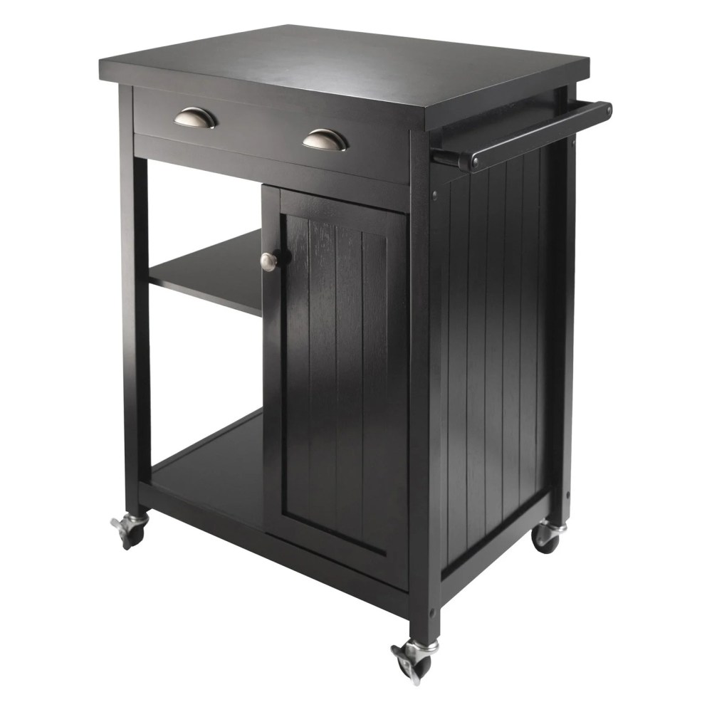 Winsome Wood Timber Kitchen Utility Cart,Black Finish