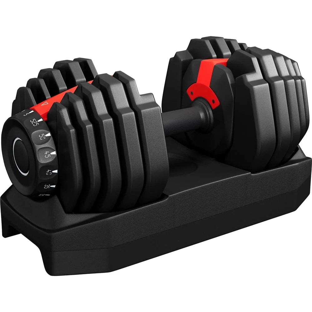 Yaheetech 5-52.5 lbs Quick Adjust Dumbbell with Anti-slip Handle, Black