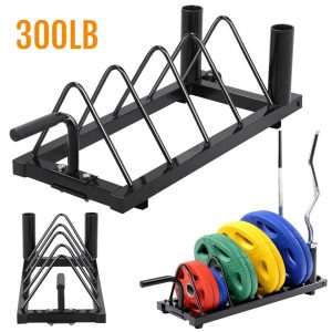 Yaheetech Fitness Horizontal Bumper Plate Rack Standard Plate Black