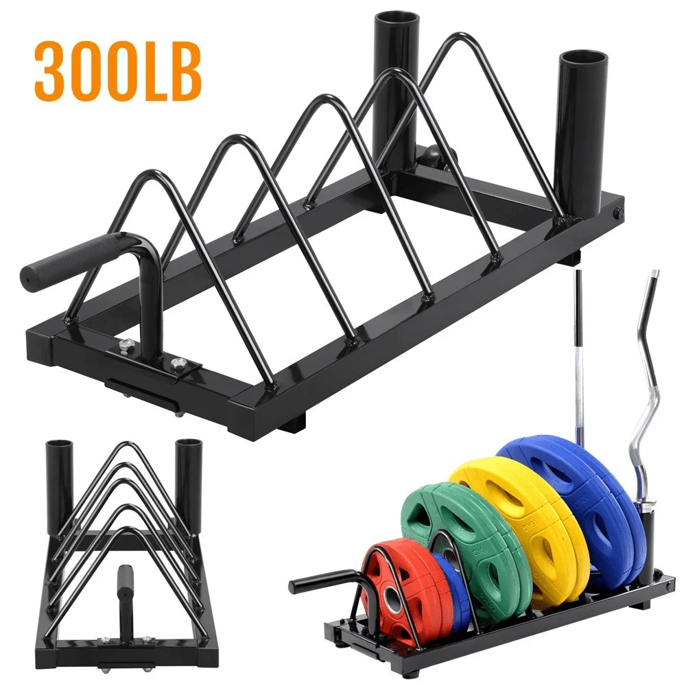 Yaheetech Fitness Horizontal Bumper Plate Rack Standard Plate Black