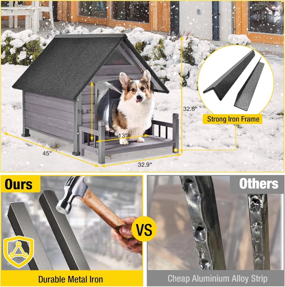 Aivituvin Heated Dog House Outdoor 45" Large Dog Kennel with Metal Frame Insulated Indoor Dog Cage for Small Medium Large Dogs with Heater and Insulated Liner - Image 4